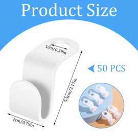 Yoosso Pack of 50 Clothes Hangers Space Saving Clothes Hangers Hooks Connection Hooks Multiple Plastic Hangers for Wardrobe Organiser (White)