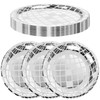 Wanmu 25Pcs Disco Paper Plates Silver Foil, Disposable Disco Ball