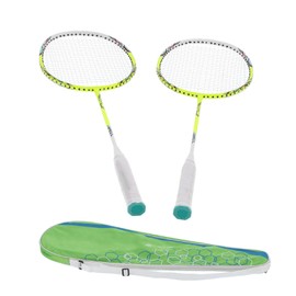 2 Player Badminton Racquets Set Lightweight Carbon Composite Double Rackets for Adults