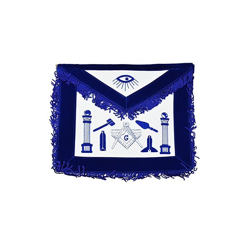 Fringed Master Mason Working Tools Masonic Apron - [Blue &
