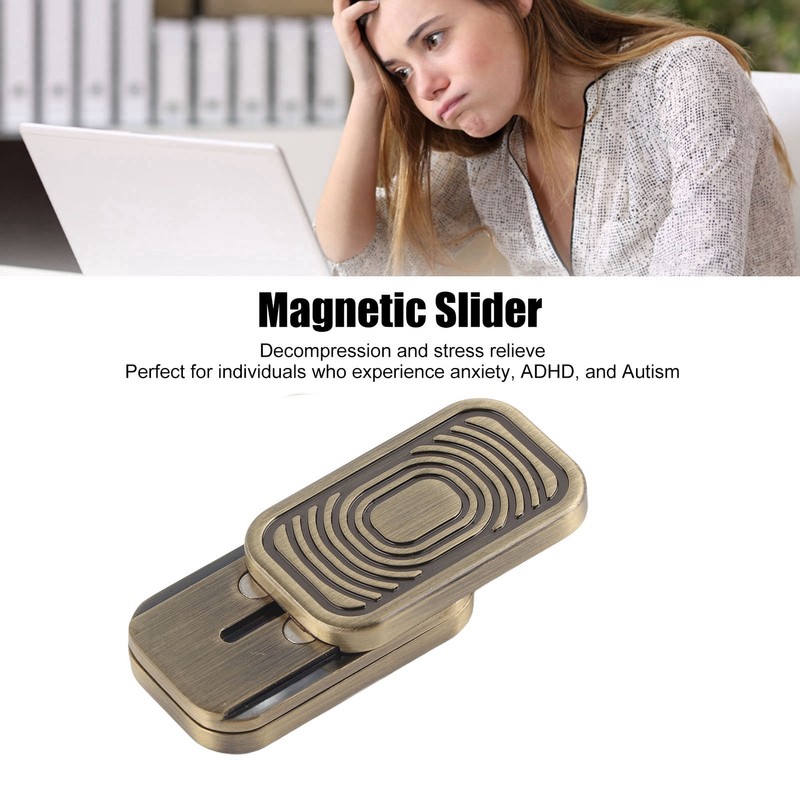 Magnetic Metal Slider ADHD Adults Fidget Decompression Toy Haptic Coin
