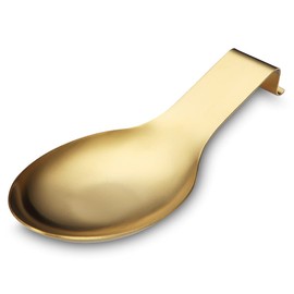 Matte Gold Spoon Rest, Stainless Steel Spoon Holder for Stove Top, Kitchen Utensils Holder for Ladles, Tongs, Spatula, Cooker Spoon Holder, Pot Lid Holder, Dishwasher Safe (1 Piece, 9.5 Inches)