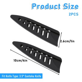 2 Pcs Kitchen Knife Sheath, Plastic Safety Knife Covers for 4'' Paring Knife, Chef Knife Sheath Blade Protector, Universal Knife Guard, Black