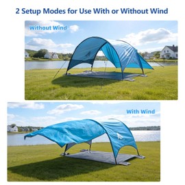 Flycoop 2026 Upgraded Beach Canopy Tent with Shade Sail, UPF 50+, Portable Beach Sun Shelter with 360° Ventilation for Family Trips, Picnic & Outdoor Use (106×65×62 in + 75×98 in Sail)