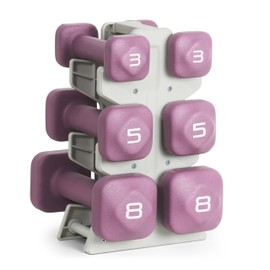 Tone Fitness 32 LB Neoprene Dumbbell Set with Storage Rack – Non-Slip, Anti-Roll Hand Weights for Home Gym Workouts - Purple