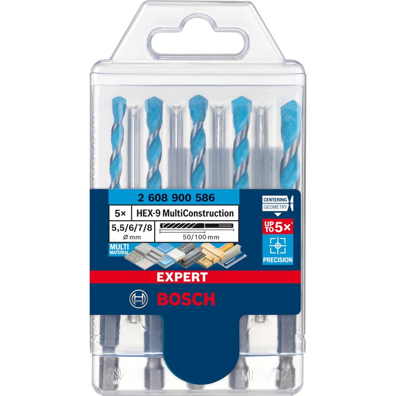 Bosch Professional 5 x Expert HEX-9 MultiConstruction Drill Bit Set
