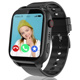 Moikmlih Children's Smartwatch with 4G Video Phone Calls, SOS, School Mode, GPS, Voice Chat, SMS, IP68 Waterproof, 7 Games, Alarm Clock, Camera, Gift for Boys Girls 5-14 Years