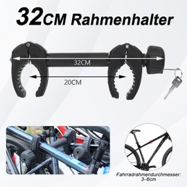 FINEW 32 cm Frame Holder for Bicycle Carrier Towing Hitch Universal Bicycle Frame Holder Lockable Frame Holder for U-Bracket Tube: Diameter 2.5-3 cm - Powerful Fixation (Patent)