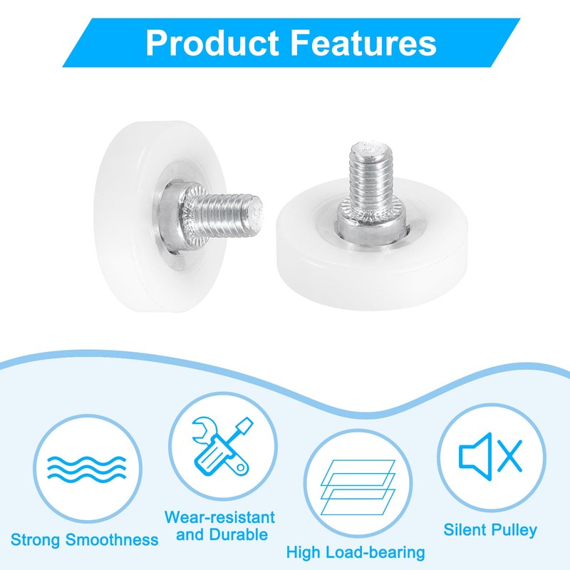 uxcell 6 Pack Drawer Rollers, 26mm Plastic Drawer Pulley Sliding