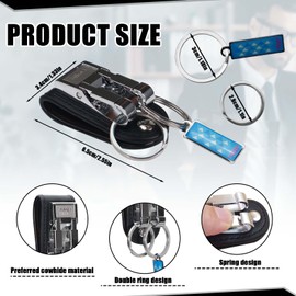 Heavy Duty Belt Clip Keychain, Duty Belt Key Holder Leather, Belt Clip for Keys, Belt Loop Keychain, Key Holder With Detachable Keyring, Leather Wristlet Keychain (Black)