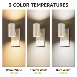 NIORSUN Night Lights Plug into Wall, Dimmable with 3 Color Modes & Auto On/Off Sensor, Ultra-Slim Nightlight for Hallway, Bathroom, Bedroom, Nursery, Kitchen (8 Pack, White)