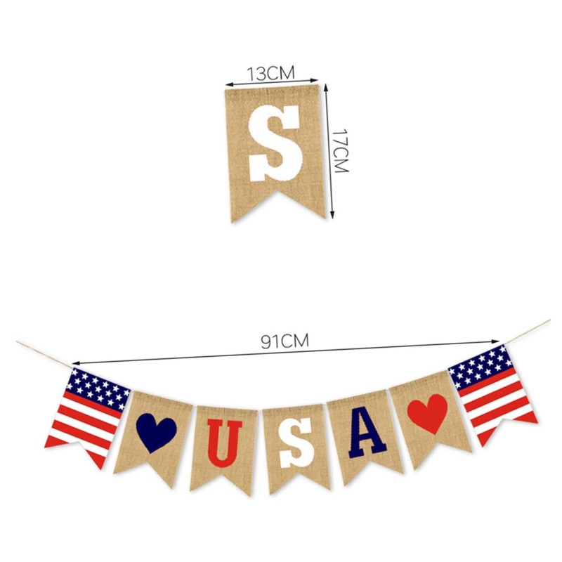 ABOOFAN Dependence Day Celebration USA Flag Burlap Bunting Patriotic Decor