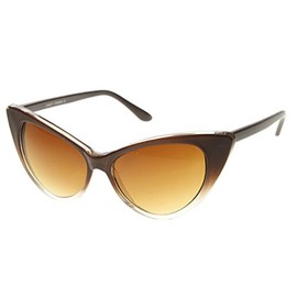 zeroUV Oversized Cat Eye Sunglasses for Women, UV400 Vintage Inspired Fashion Mod Chic High Pointed 70s Cateye Sunglasses 54mm (Brown-Fade)