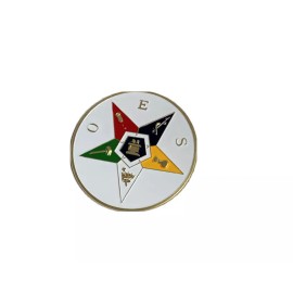 Order of the Eastern Star Car Bumper Decal - OES Masonic Car Emblem over white