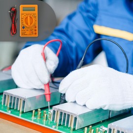 TEHAUX TD 830D Voltage Tester - Digital Multimeter with Buzzer - Small Portable LCD Display for AC/DC Voltage, Current, Resistance Testing - Electrician Tool Yellow