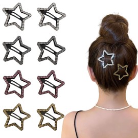 Hair Clips, Stars, Set of 8, Hairpins, Cute, Colorful, Pentagram, Star-shaped, Patched Closure, Stylish, Star, Hair Accessories, Bangs, Hair Clips, Hair Ornaments, Y2k Metal, Kids, Adults, Girls,