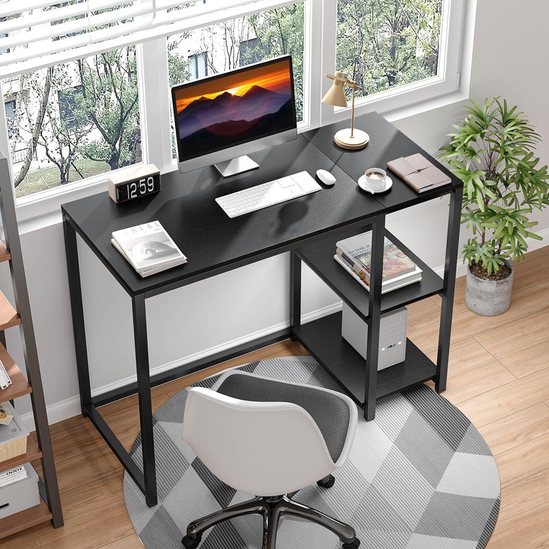 SINPAID Computer Desk 40 inches with 2-Tier Shelves Sturdy Home