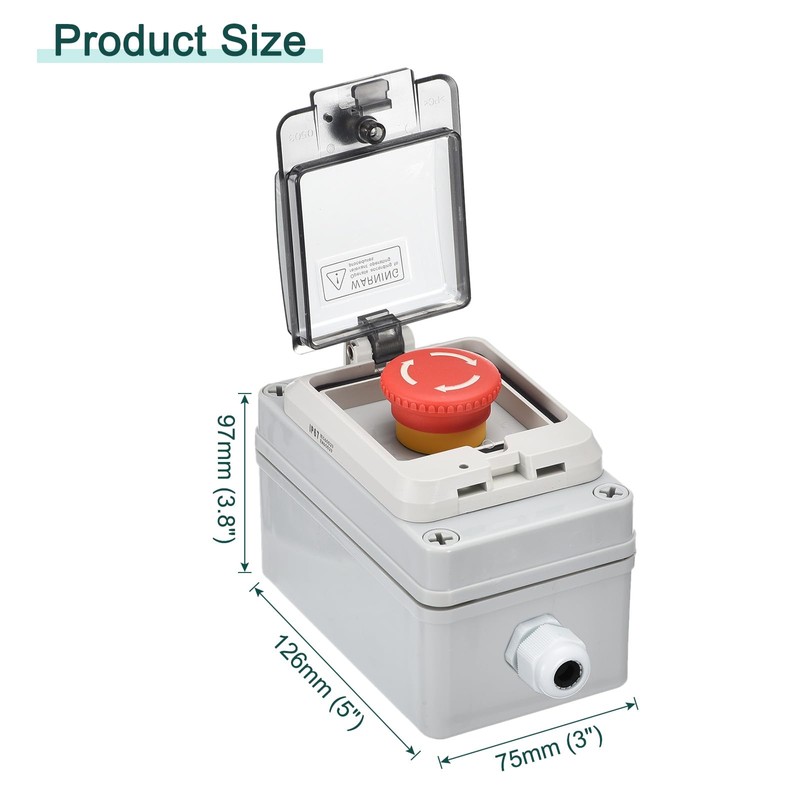 sourcing map IP67 Push Button Box ABS E Stop Button