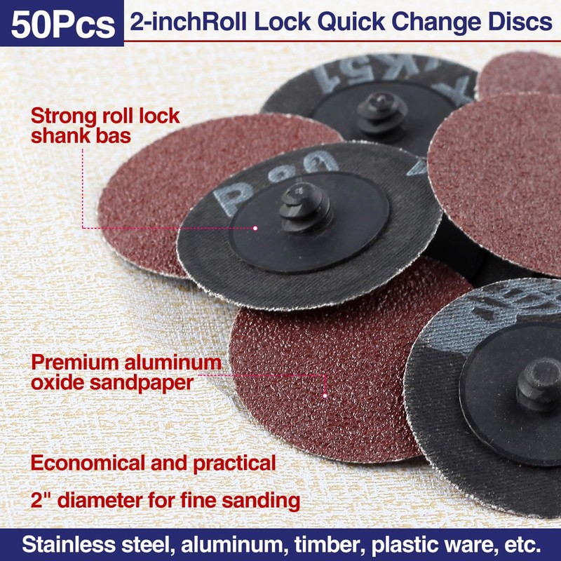 SPEEDWOX #80 50pcs Roll Lock Sanding Disc Roll Lock Disc