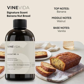 VINEVIDA [4oz] Banana Nut Bread - Fragrance Oil for Candle Making - Candle Scents for Candle Making, Made in USA Candle Oil Scents - Scents for Soap Making