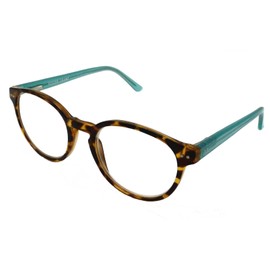 Foster Grant Bryn Round Reading Glasses TEL Teal and Tortoise Frame +1.50