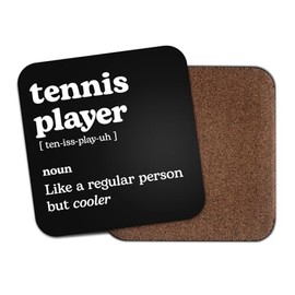 Tennis Player Square Coaster - Sport Fan Dictionary Regular But Cooler Definition Funny Joke Hobby Men Women Kitchen Drink #82603