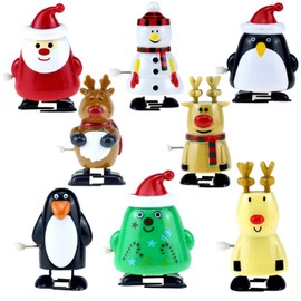 Toyvian 8 Pieces Children's Wind-Up Toy Wind Up Penguin Reindeer Christmas Tree Snowman Santa Claus Figure Clockwork Toy Wind Up Figure Christmas Decoration Figures Gift for Baby Children