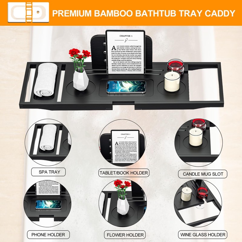 Banlilu Premium Bathtub Caddy Tray - Bath Tray - Bath