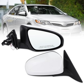 Lqito Right Passenger Side Mirror Compatible With 2012 2013 2014 Toyota Camry with Manual Folding Power Glass Non-Heated White Replace#87908-06400(3Pins)