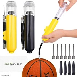 2 x Ball Pump - Super Compact - Double Action (Air Pumps When Squeezing and Pulling) - For Sports Balls (Basketball, Football, Football, Rugby, Volleyball, Yoga, etc.) and Inflatable Boats