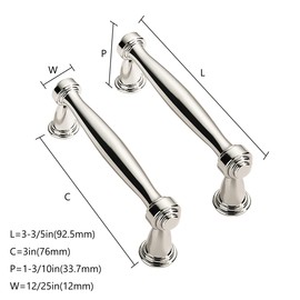 ZAUYX Solid Heavy Duty 10 Pack 3 Inch Hole Center Polished Nickel Cabinet Pulls Kitchen Cabinet Hardware Kitchen Handles for Cabinets Dresser Pulls Drawer Pulls