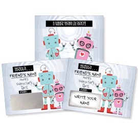 My Scratch Offs 'I Like You A Bot!' Robot Scratch Off Valentine's Day Party Favor Kit of 25 Cards 3x4