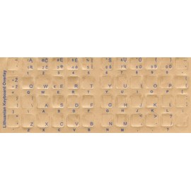 Lithuanian Keyboard Stickers - Labels - Overlays with Blue Characters for White Computer Keyboard