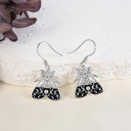 POPLYKE Luna Moth Earrings Dangle Earrings for Women Sterling Silver Mothman Earrings Drop Moon Moth Jewelry for Women Insect Earrings