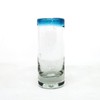MexHandcraft Aqua Blue Rim 2 oz Tequila Shot Glasses (set