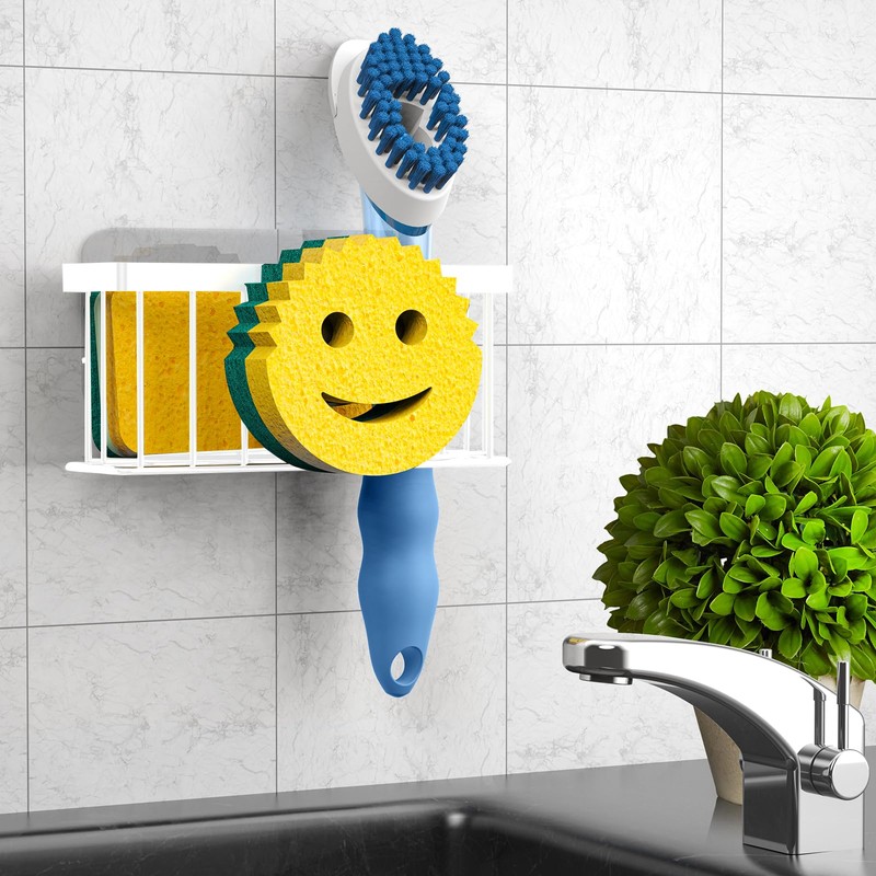 MURLONG Sponge Holder Smiley Face, Sink Caddy for Kitchen Sink,