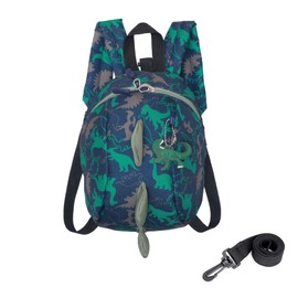 TOPWAYS Kids Dinosaur Backpack Boys Girls Toddler Rucksack, Cartoon Safety Anti-Lost Strap Rucksack with Reins, for 1-3 Years Old Toddler (Blue)