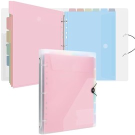 Uquelic Cute Binder Folders with 12 Colorful Pockets, Letter/A4 Size Folio Document Organizer, Binder for Important Documents, Paper, Files, Photos, Letters, Cards (Clear-Macaron)