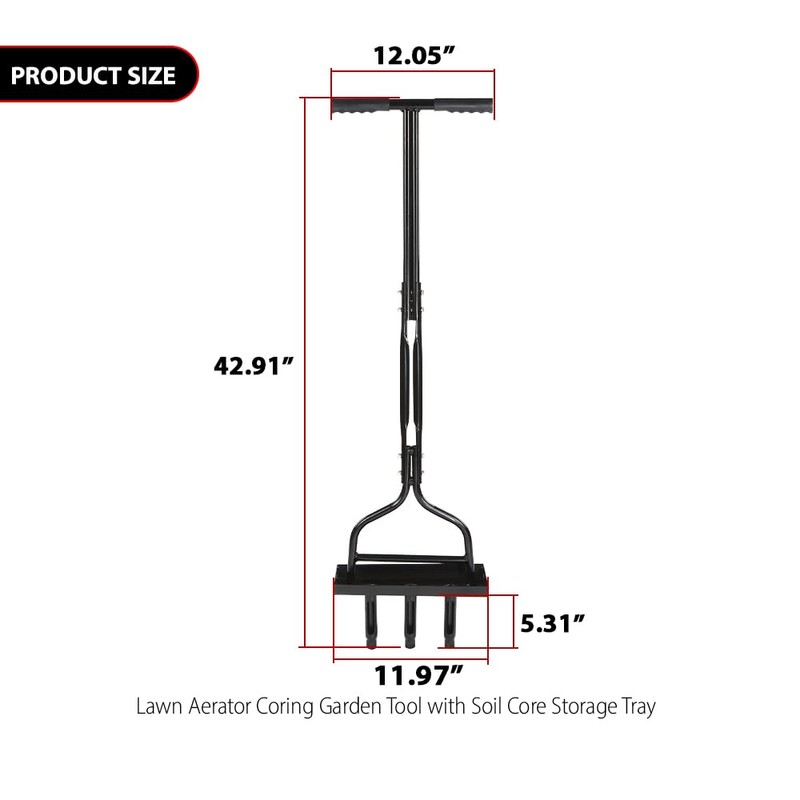 DOTCOM Lawn Aerator Coring Garden Tool with Soil Core Storage