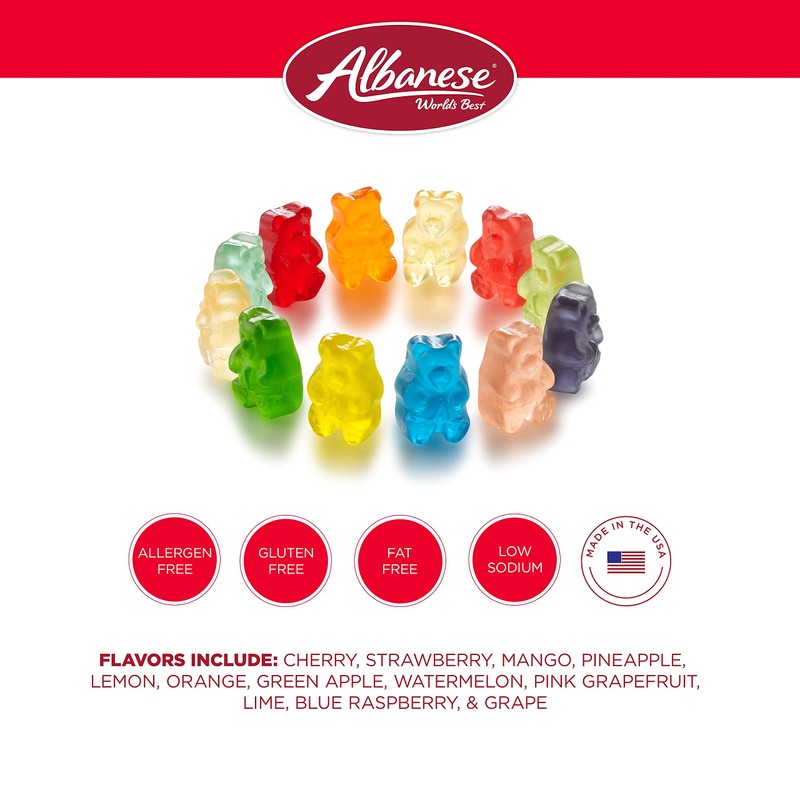 Albanese World's Best 12 Flavor Gummi Bears, 36oz Bag of