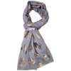 GFM® Scottish Thistle Flower Metallic Foil Print Scarf - Grey