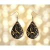 Twisted R Design Black and Gold Swirl Print Wood Dangle
