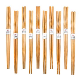 10 Pairs Bamboo Chopsticks Reusable, Twisted chopsticks Natural Wooden Chopsticks, 9.06 Inch/23cm Dishwasher Safe Lightweight by LANHUTHS