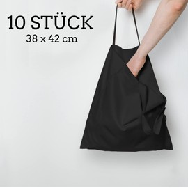 Cotton Bag 38 x 42 cm Unprinted, Pack of 10 - Two Short Handles Oeko-Tex® Certified Fabric Bag, Carry Bag, Cotton Bag, Shopping Bag, Jute Bag, Fabric Bag, Shopping Bag, Black