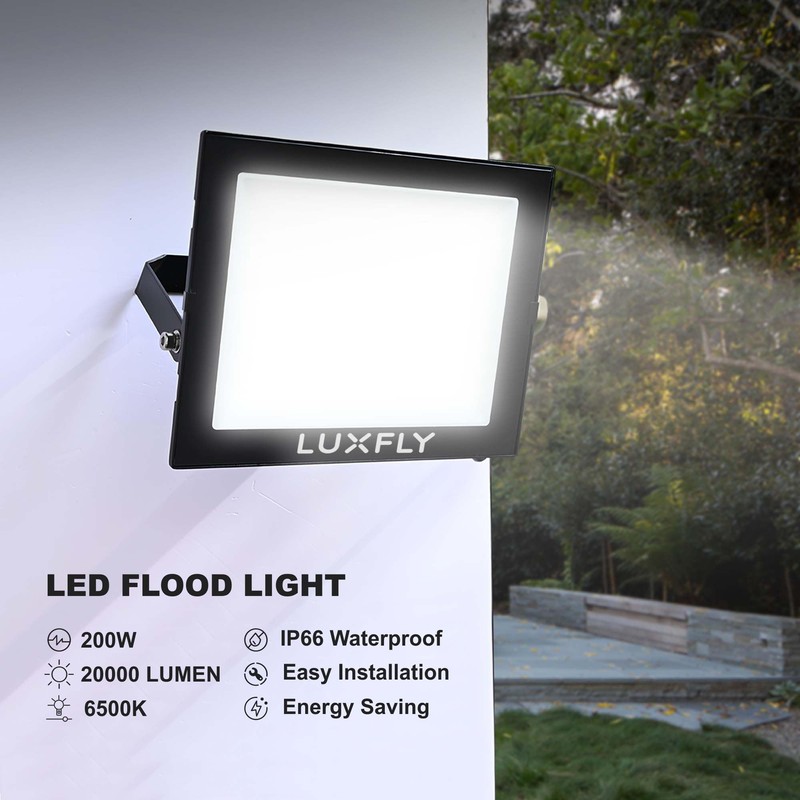 LUXFLY 2 Pack LED Flood Lights Outdoor,200W 20000LM Super Bright