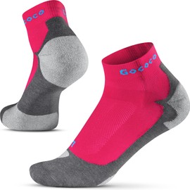 Gococo Light Sport Thin Quarter Sports and Running Socks, Breathable, Sweat-Wicking, Anti-Blisters for Men and Women, cerise