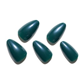 GLAMERMAID Dark Green Press On Nails Short Almond, Christmas Handmade Soft Jelly Gel Nail Manicure Kits Round Fake Nails, Deep Green Stick Glue on Nails for Women, Reusable Round Oval False Nail Kit