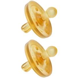 Simply Rubber Pacifiers - Shorter Nipple (Less Gagging) - Small Newborn (0-6 Months) - Breastfed Babies - Rounded/Cherry - Softer Natural Rubber - One-Piece - Handcrafted in Italy - 2 Pack