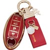 Fit for Nissan Key Fob Cover 4 Button, Smart Key Case for Altima Rogue Murano Pathfinder, Keys Shells with Keychain, Car Accessories Bling (RC4A Red)