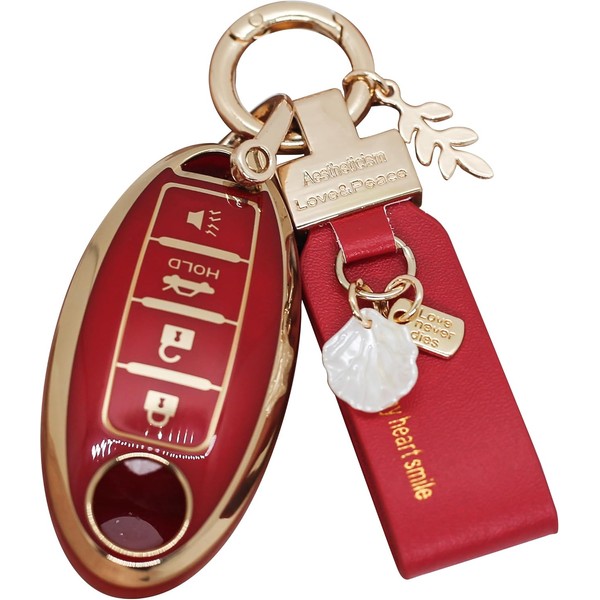 Fit for Nissan Key Fob Cover 4 Button, Smart Key